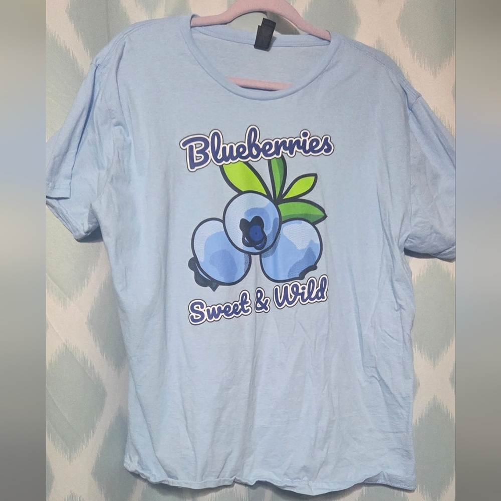 Light Blue 'Blueberries Sweet & Wild' Graphic Tee